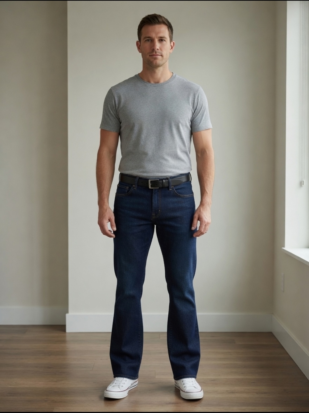 Men's Dark Blue Straight-Leg Jeans